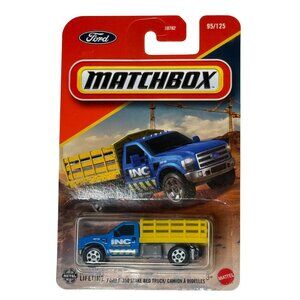 Matchbox Ford F-350 Stake Bed Truck Blue & Yellow INC Construction 2025 Diecast